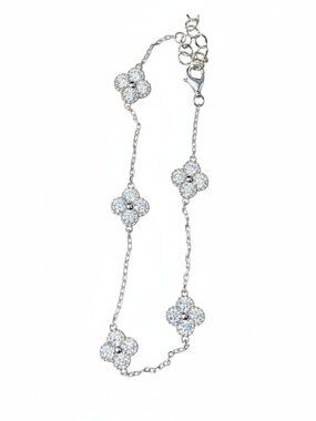 2.0 Ctw Clover Moissanite Diamond Bracelet – 6.5-8.5 Inch, GRA Certificate